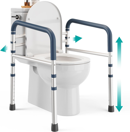 Adjustable Toilet Safety Rails – 350 lb Support Frame for Safer, More Comfortable Toilet Use