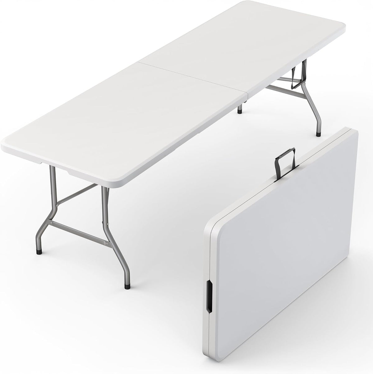 2 Pack of 6 Feet Foldable Table with Built in Handle & Steel Legs | 6FT Heavy Duty Folding Portable | Perfect for Party, Dining, Wedding, Events, Picnic Indoor, Outdoor Camping Folding - 6 Foot