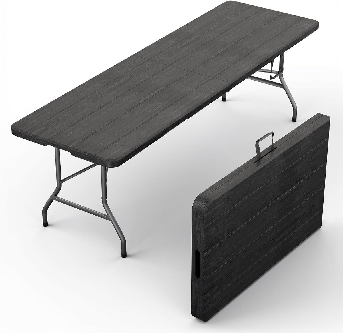 2 Pack of 6 Feet Foldable Table with Built in Handle & Steel Legs | 6FT Heavy Duty Folding Portable | Perfect for Party, Dining, Wedding, Events, Picnic Indoor, Outdoor Camping Folding - 6 Foot