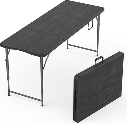 2 Pack of 6 Feet Foldable Table with Built in Handle & Steel Legs | 6FT Heavy Duty Folding Portable | Perfect for Party, Dining, Wedding, Events, Picnic Indoor, Outdoor Camping Folding - 6 Foot
