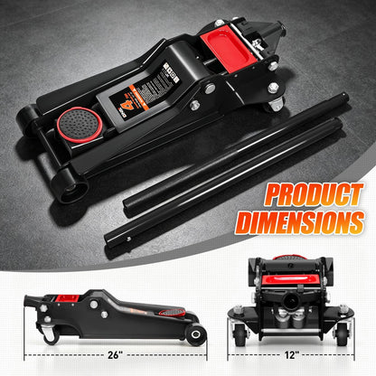 4 Ton Low Profile Steel Racing Floor Jack Lift Up To 21"