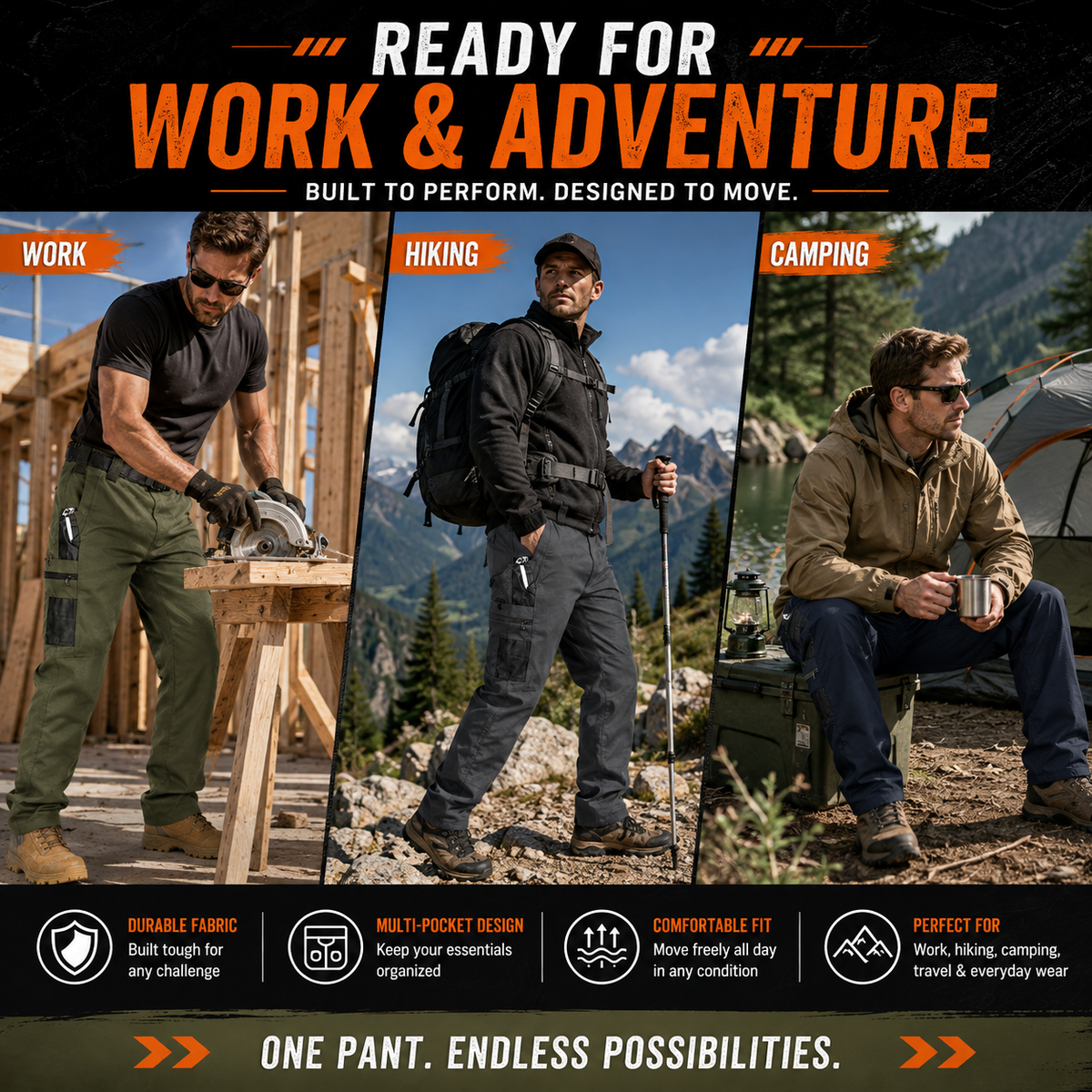 Men's Tactical Cargo Pants – Durable Multi-Pocket Outdoor Work Pants