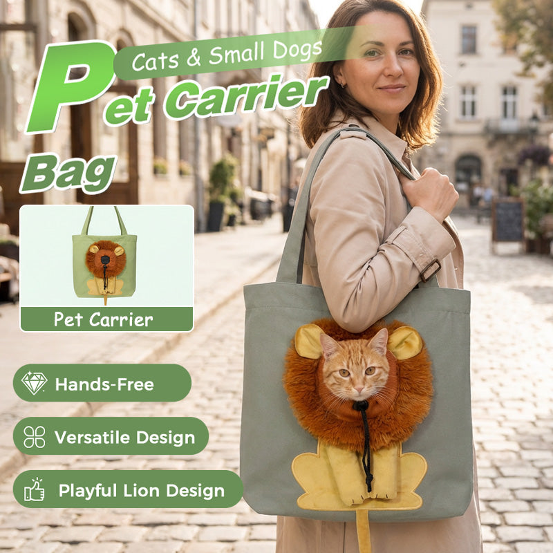 Pet Carrier Bag – Head-out portal, lion mane design & durable canvas.