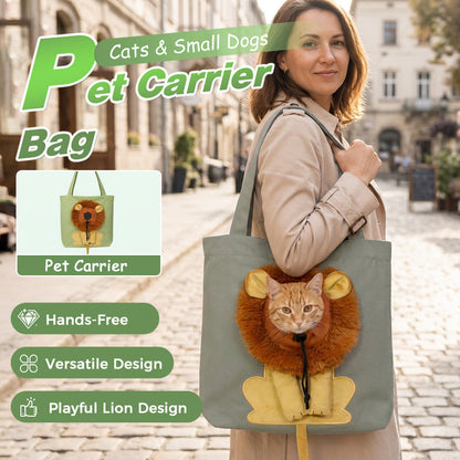Pet Carrier Bag – Head-out portal, lion mane design & durable canvas.