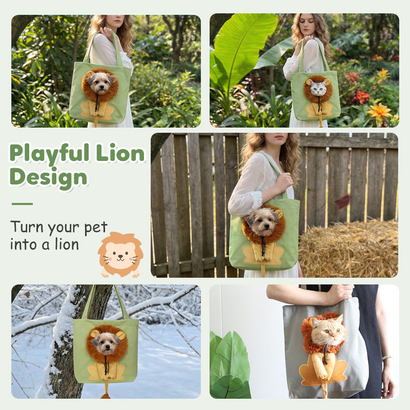 Pet Carrier Bag – Head-out portal, lion mane design & durable canvas.