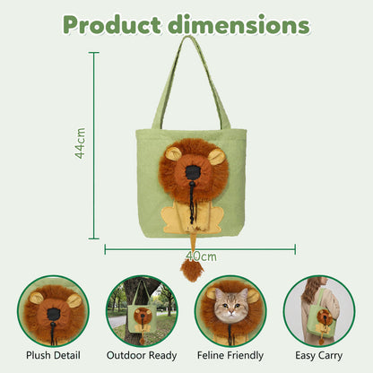 Pet Carrier Bag – Head-out portal, lion mane design & durable canvas.