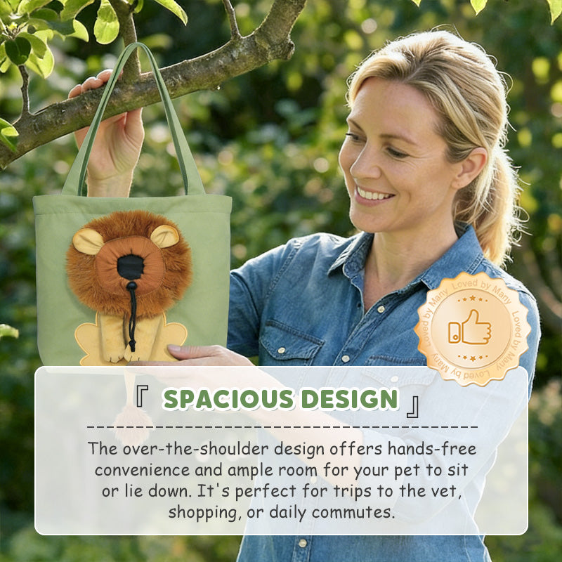 Pet Carrier Bag – Head-out portal, lion mane design & durable canvas.