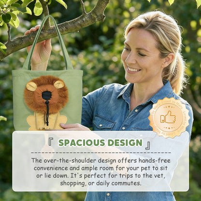 Pet Carrier Bag – Head-out portal, lion mane design & durable canvas.